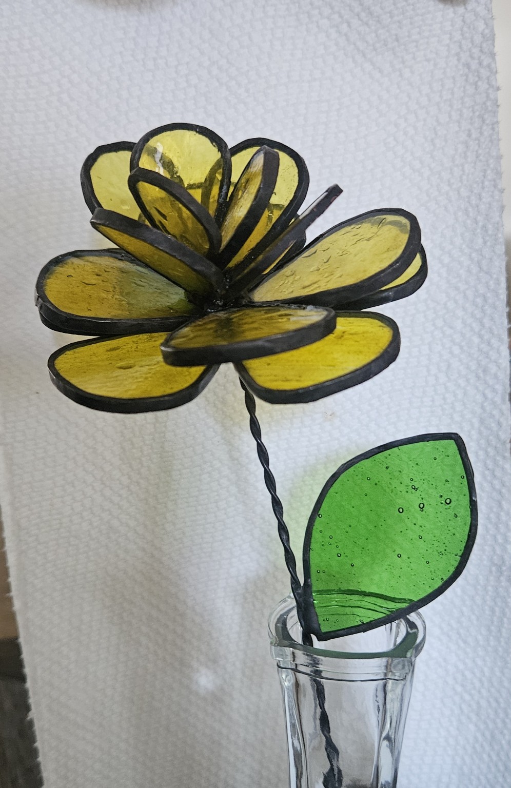 3D flower stained glass sculpture