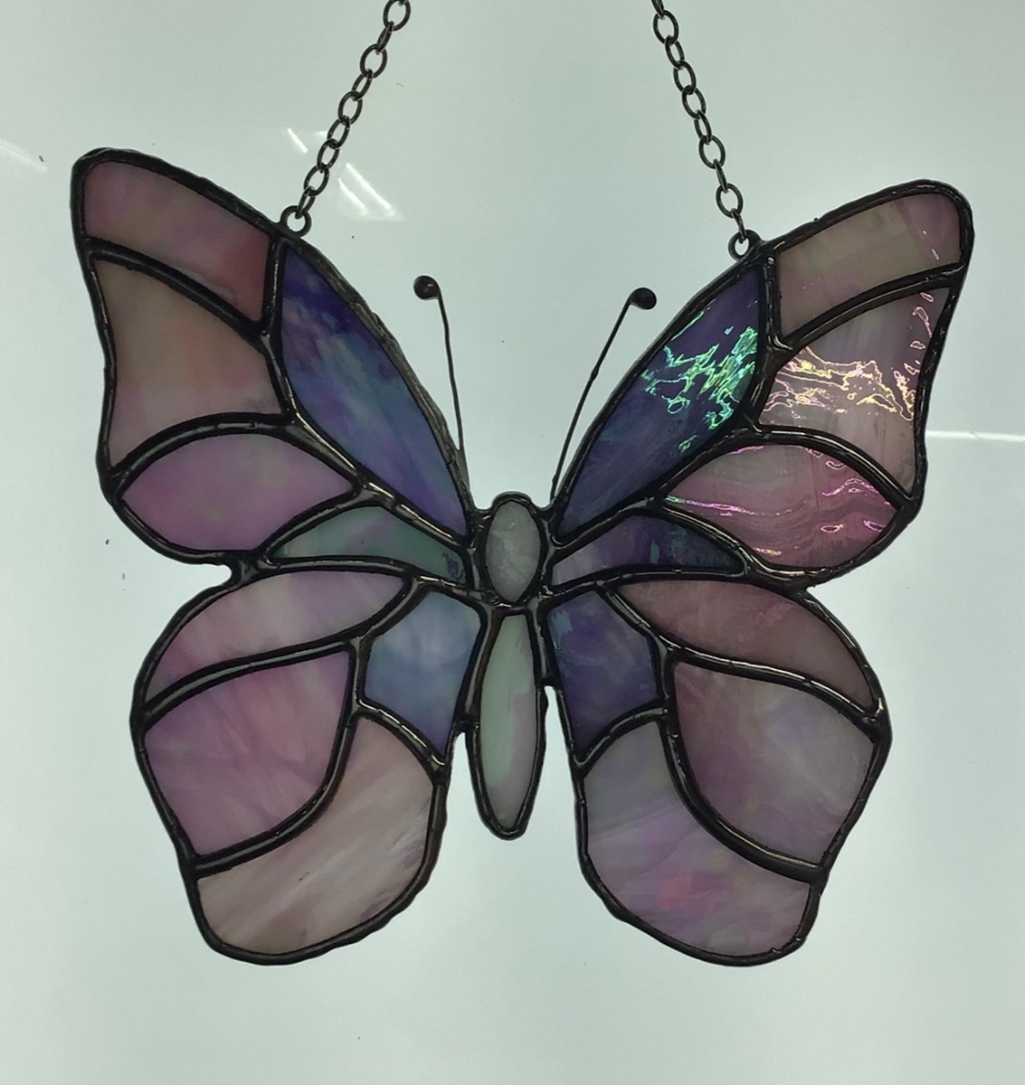 Pastel iridescent stained glass butterfly