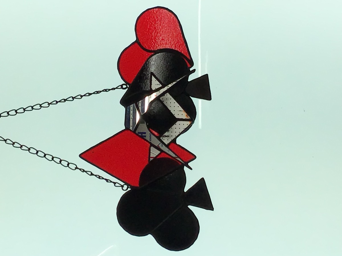 Stained glass playing card suits